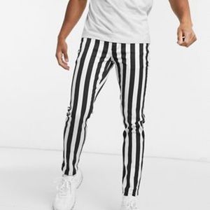 Black and white strip jeans